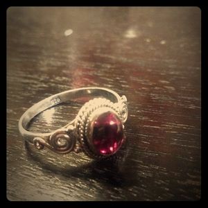 Size 8.5 Garnet Ring 925 Sterling Silver